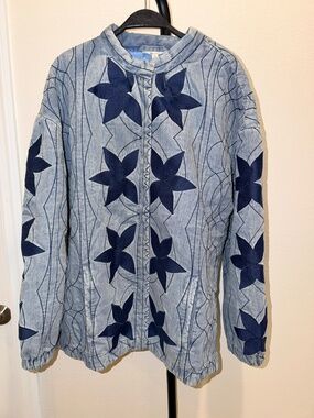 PRICE-2-SELL / XL-Blue Velvet Denim Quilted Jacket